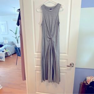 GAP Sleeveless Knot Twist Midi Dress - Heather Grey - Size S Tall - Like New
